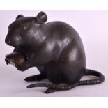 A LOVELY 19TH CENTURY JAPANESE MEIJI PERIOD BRONZE FIGURE OF A STANDING RAT modelled clutching a nut