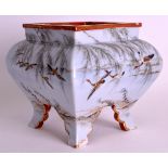 A 19TH CENTURY JAPANESE MEIJI PERIOD KUTANI PORCELAIN SQUARE FORM PLATER painted with geese