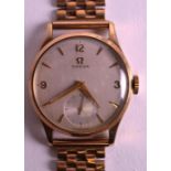 A 1950S GENTLEMANS 9CT YELLOW GOLD OMEGA WRISTWATCH with 9ct yellow gold chain link strap and gold