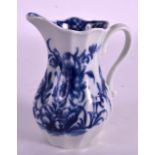 A FINE 18TH CENTURY WORCESTER FACETTED CREAM JUG painted with holed rock and leafy shrub. 4Ins