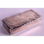 A SMALL MID 19TH CENTURY SILVER RECTANGULAR PILL BOX engraved with flowers. 2.25ins wide.