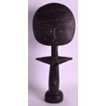 AN EARLY 20TH CENTURY CARVED AFRICAN FEMALE FERTILITY FIGURE Ashanti people, with flat head and