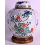 A 19TH CENTURY SAMSONS OF PARIS FAMILLE VERTE GINGER JAR AND COVER painted with stylised flowering