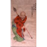 ATTRIBUTED TO JIN NONG (19TH CENTURY) A FRAMED CHINESE INKWORK depicting a single scholar holding