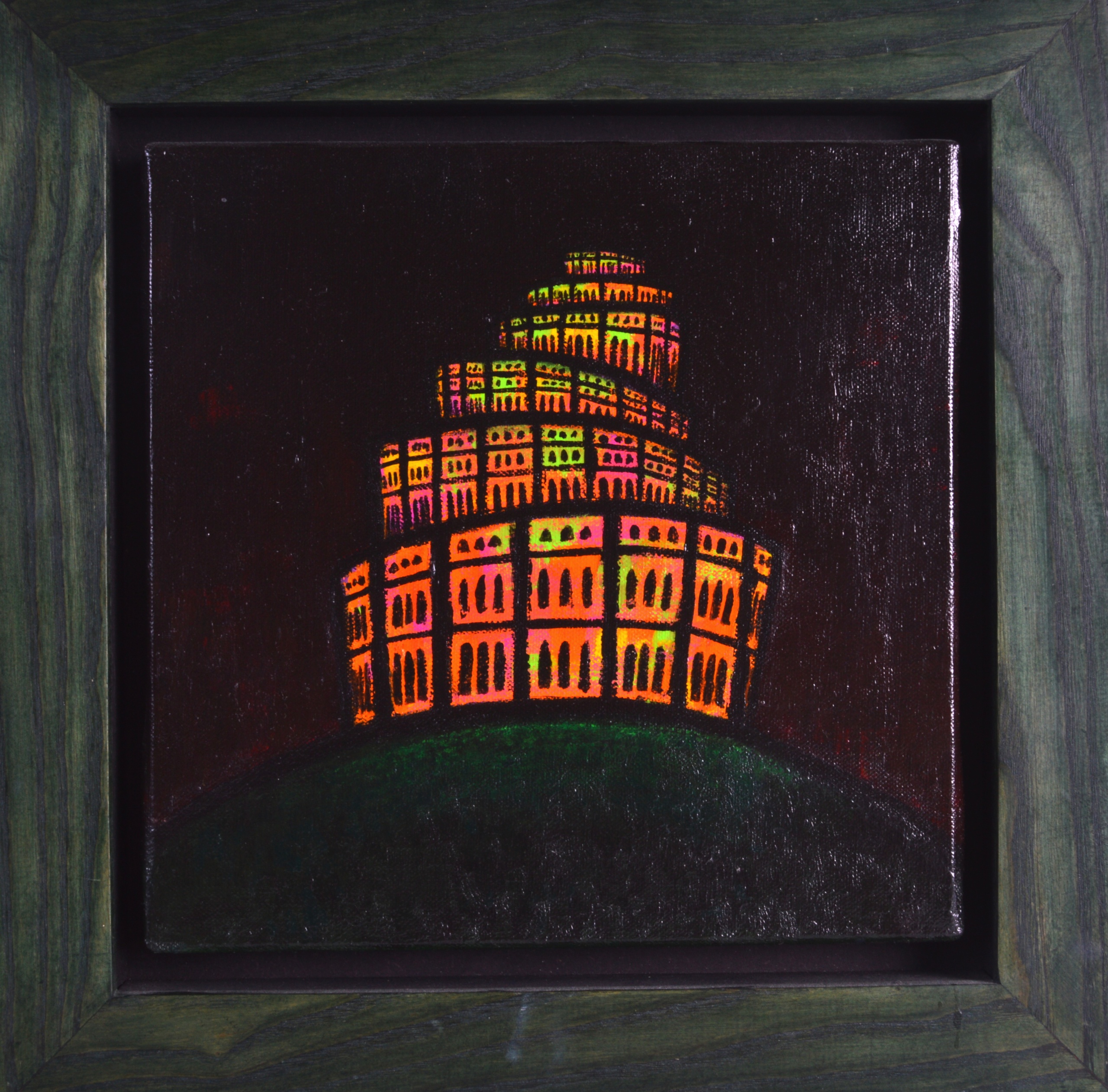 MICHELLE NOACH (C1998) A FRAMED OIL ON CANVAS 'The Citadel'. 7.75ins square.