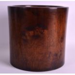 A LARGE CHINESE CARVED HARDWOOD BRUSH POT Bitong, Late Qing/Republic, of cylindrical flared form.