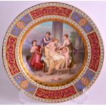 A LATE 19TH CENTURY VIENNA PORCELAIN CABINET PLATE together with another Vienna cabinet plate. 9.