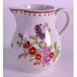 AN 18TH CENTURY BOW SPARROWBEAK JUG painted with European flowers, under a dot and loop border. 3.