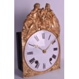 A MID 19TH CENTURY FRENCH HANGING WALL CLOCK with sheet brass embossed mounts, depicting figures