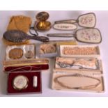 A VICTORIAN SILVER DRESSING TABLE BRUSH together with various costume jewellery etc. (qty)