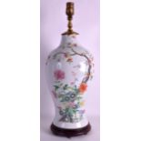 AN EARLY 20TH CENTURY CHINESE FAMILLE ROSE VASE Guangxu, converted to a lamp, painted with