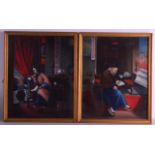 CHINESE SCHOOL (19TH CENTURY) A PAIR OF INTERIOR SCENES depicting a female looking pensively and a