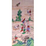 A 19TH CENTURY CHINESE FRAMED SILKWORK PANEL C1890 depicting Buddhistic figures in various