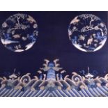 A LATE 19TH CENTURY CHINESE FRAMED SILKWORK PANEL Qing, depicting two central roundels of birds in