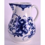 AN 18TH CENTURY WORCESTER SPARROWBEAK JUG painted in underglaze blue with the Mansfield pattern. 4.