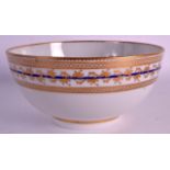 A LATE 18TH CENTURY DERBY BOWL with a blue and gilt banding, painted to the interior with a fine