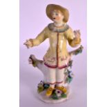 AN 18TH CENTURY BOW FIGURE FIGURE COMMEDIA DELL ARTE FIGURE OF PIERROT standing on a base