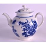 AN 18TH CENTURY CAUGHLEY TEAPOT AND COVER printed with a butterfly and scattered flowers. 6.75ins