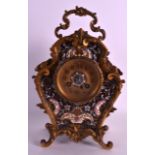 A LOVELY 19TH CENTURY FRENCH ORMOLU AND CHAMPLEVE ENAMEL MANTEL CLOCK of rococo form, decorated with