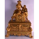 A FINE MID 19TH CENTURY FRENCH ORMOLU MANTEL CLOCK ON STAND modelled as a classical female beside