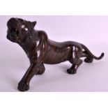 A FINE LATE 19TH CENTURY JAPANESE MEIJI PERIOD BRONZE FIGURE OF A TIGER well modelled with striped