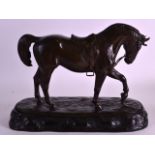 A 19TH CENTURY JAPANESE MEIJI PERIOD BRONZE FIGURE OF A ROAMING HORSE by Masao, modelled with its