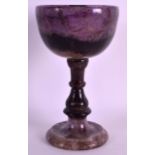 A FINE EARLY 19TH CENTURY DERBYSHIRE CARVED BLUEJOHN GOBLET of large proportions, with deep bowl and