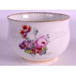 A RARE 18TH CENTURUY DERBY FINGER BOWL painted with scattered flowers and roses. 3.5ins diameter.