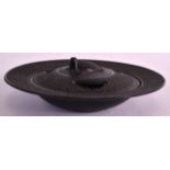 AN UNUSUAL 19TH CENTURY JAPANESE MEIJI PERIOD IRON BOWL AND COVER with tortoise finial, the body and