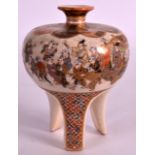 A LATE 19TH CENTURY JAPANESE MEIJI PERIOD SATSUMA VASE painted with figures upon splayed legs. 4.