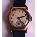 A 1950S 9CT YELLOW GOLD GENTLEMANS WRISTWATCH. 1.5ins wide.