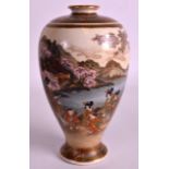 A FINE LATE 19TH CENTURY JAPANESE MEIJI PERIOD SATSUMA VASE by Ryozan, painted with geishas beside a