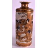 A 19TH CENTURY JAPANESE MEIJI PERIOD SATSUMA VASE painted with figures within landscapes. 6.5ins