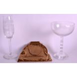 A VINTAGE LADIES EVENING PURSE together with two millenium glasses. (3)