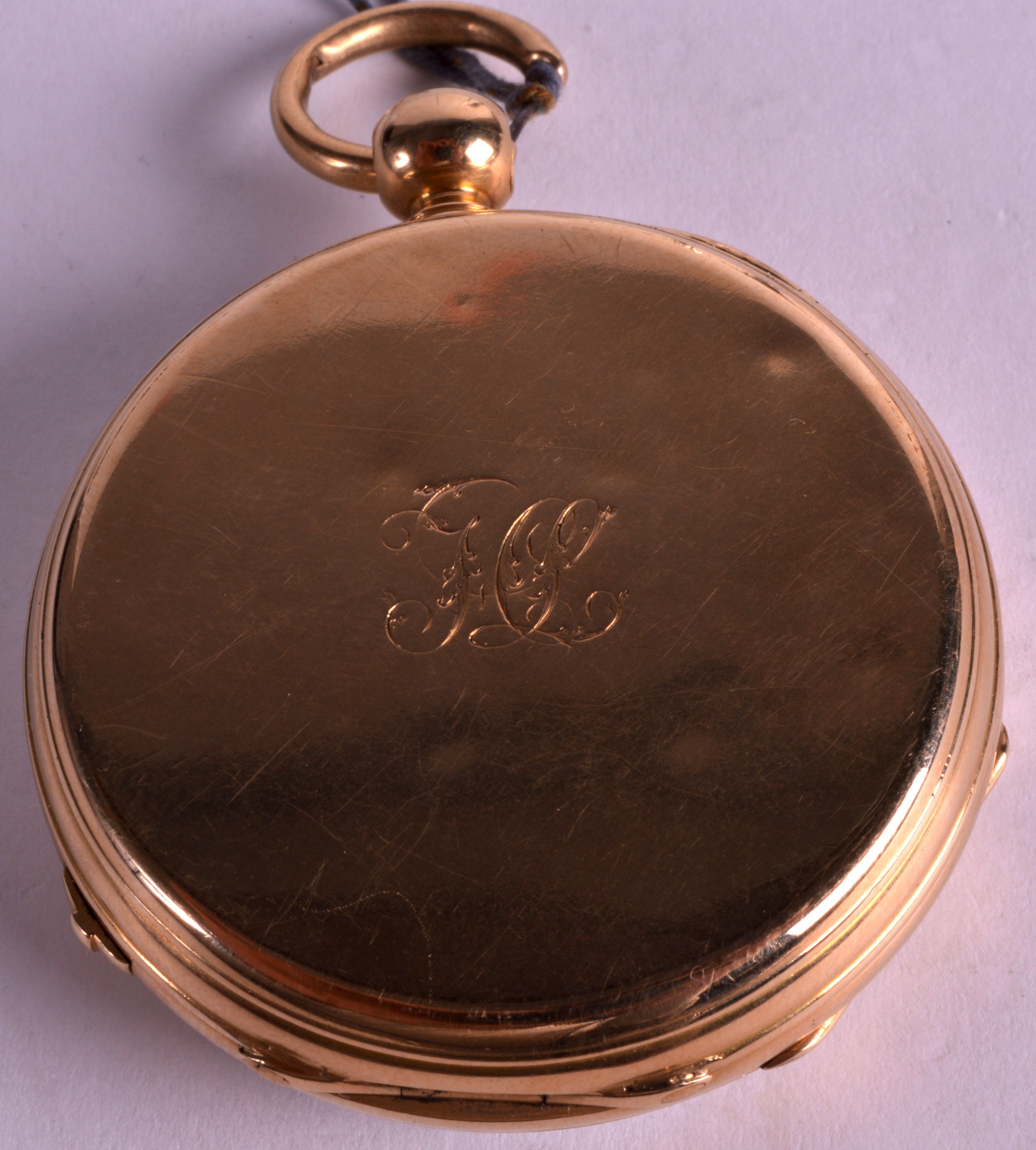 A FINE 18CT YELLOW GOLD TWIN DIAL GENTLEMANS POCKET WATCH with smaller subsiduary dial. Stamped - Image 4 of 4