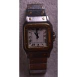 A GOOD CASED LADIES CARTIER WRISTWATCH with steel and yellow gold face, contained within fitted