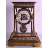 AN UNUSUAL LATE 19TH CENTURY FRENCH CHAMPLEVE ENAMEL MANTEL CLOCK with shaped sides, the dial