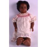 A MEG CLOVER ORIGINAL WAX ART DOLL with black inset hair and glass eyes. 16.5ins high.