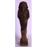 AN EGYPTIAN USHABTI FAIENCE TYPE FIGURE possibly New Kingdom, contained within an ebonised case.