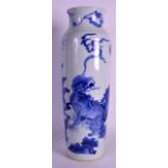 A 19TH CENTURY CHINESE BLUE AND WHITE ROLWAGEN VASE Transitional style, painted with buddhistic