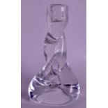 A SEVRES CLEAR GLASS CANDLESTICK. 7.75ins high.