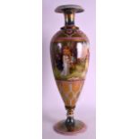 A FINE 19TH CENURY VIENNA PORCELAIN PEDESTAL VASE painted with a depiction of Lohengrins Ankunft