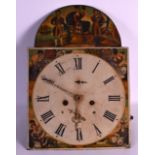 A 19TH CENTURY CONTINENTAL LONGCASE CLOCK MOVEMENT unusually painted with Nelson and other