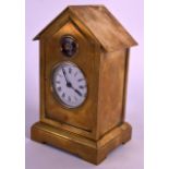 AN UNUSUAL EARLY 20TH CENTURY NOVELTY BRASS CARRIAGE CLOCK with open escapement, in the shape of a