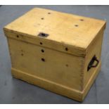 A LARGE WROUGHT IRON MOUNTED PINE CHEST. 2Ft 11ins wide.