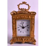 A GOOD 19TH CENTURY VIENNA ORMOLU CARRIAGE CLOCK with elaborate case overlaid in foliage and