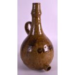 A RARE STUDIO POTTERY WEST COUNTRY CIDER JUG painted with sheaths upon a olive ground. 12.5ins