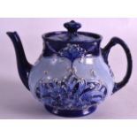 A RARE MOORCROFT FLORIANWARE MACINTYRE TEAPOT AND COVER decorated with organic foliage. 6.5ins