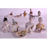 A COLLECTION OF TEN GERMAN BISQUE AND OTHER FIGURES. (10)