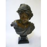 A TOOTH & CO. BRETBY COLD PAINTED TERRACOTTA BUST of a Neapolitan fisherboy after Jean-Baptiste